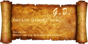 Gerics Dionízia névjegykártya